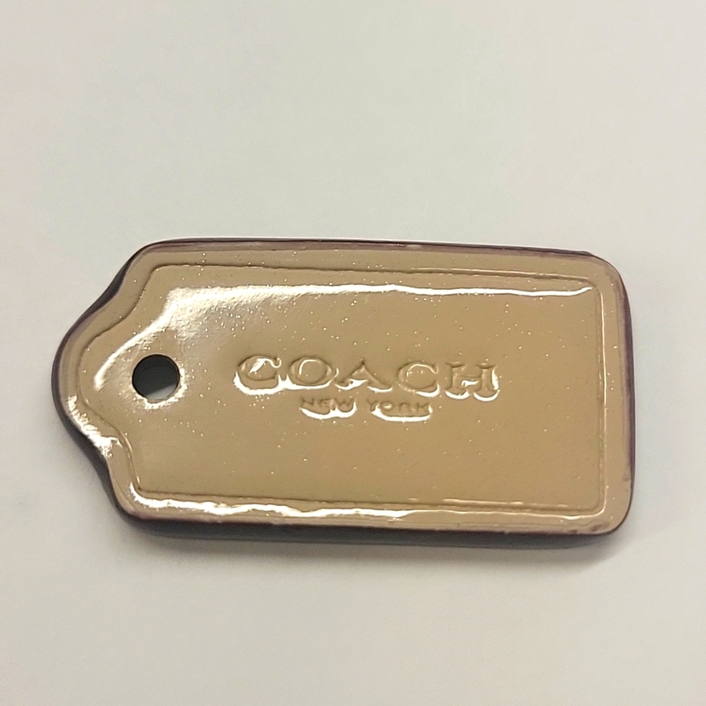 Metallic Taupe Coach Bag Tag